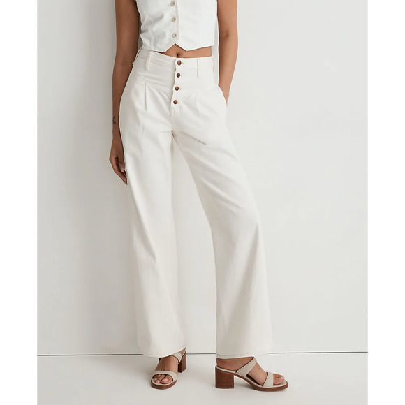 Madewell Denim - Madewell Womens Superwide Leg Jeans 25 Cream Button Fly Vintage Canvas NWT